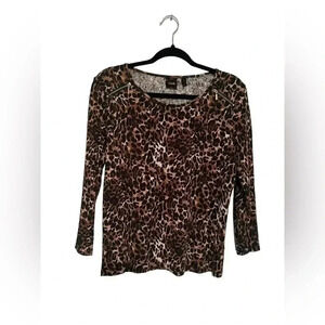 Rafaella Women's Leopard Print Long Sleeve Top Size Medium